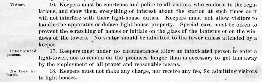 Extract from the 1881 Instructions to Light Keepers